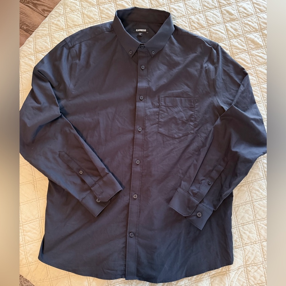 Express Men's Black  Button Down Shirt size L